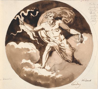Jeudi. Jupiter avec la foudre dans la main droite - Nicolai Abildgaard