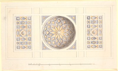 Esquisse pour un plafond avec partie centrale voûtée en violet et jaune - Nicolai Abildgaard