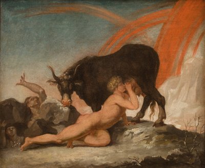 Ymir allaitant la vache Audhumla - Nicolai Abildgaard