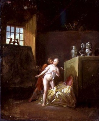 Un artiste et son modèle dans un studio - Nicolas (attr. to) Levreince