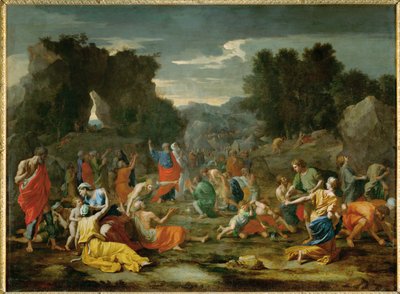 Les Israelites recuillant la manne dans le desert - the Israelites gathering manna in the desert ... - Nicolas (attr.to) Poussin