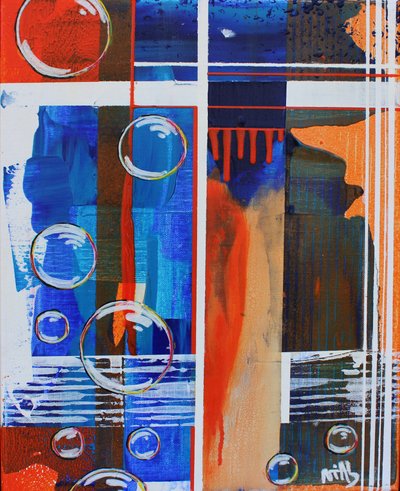 Bulle bleue et orange abstraite - Nicolas Alsterdal