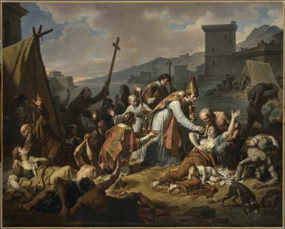 La dévotion de Monseigneur de Belsunce pendant la peste de Marseille, 1720, avant 1819 - Nicolas André Monsiaux