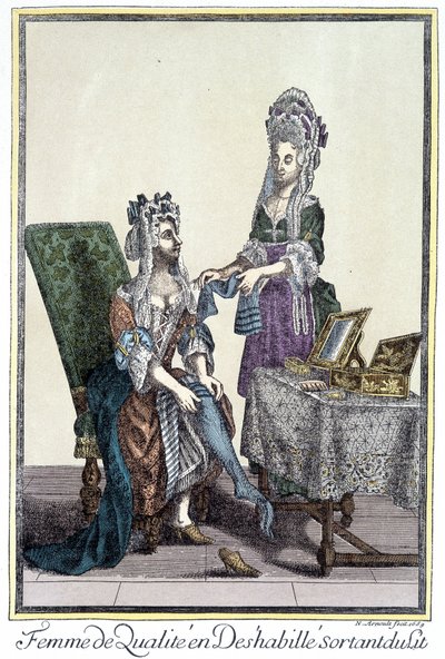 Femme de qualité déshabillée, sortant du lit. Représentation par Arnoult - Nicolas Arnoult