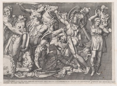 Speculum Romanae Magnificentiae: Bataille des Amazones, 1559 - Nicolas Beatrizet