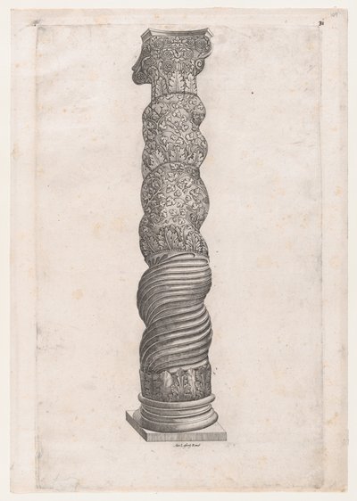 Speculum Romanae Magnificentiae: Colonne grotesque en spirale à Saint-Pierre - Nicolas Beatrizet