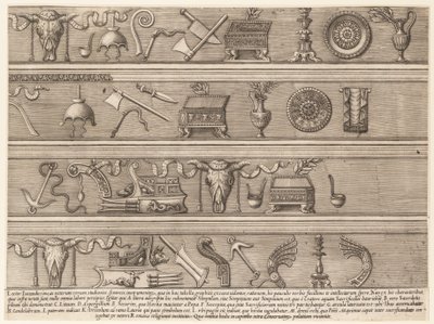 Speculum Romanae Magnificentiae: Instruments sacrificiels basés sur des reliefs anciens - Nicolas Beatrizet.
