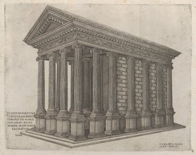 Speculum Romanae Magnificentiae: Le temple de la Fortune à Rome, 16e siècle - Nicolas Beatrizet