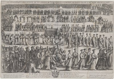 La procession du cercueil de Sainte Geneviève, avec des clercs et des laïcs marchant en six rangs, 1652 - Nicolas Cochin