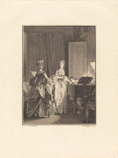 Il appliqua sur cette main un baiser que je sentis sur mon cœur - Nicolas Delaunay after Jean Michel Moreau