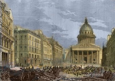 Siège du Panthéon, 24 juin 1848 - Révolution de 1848 à Paris. Attaque du Panthéon, 24 juin. Gravure d