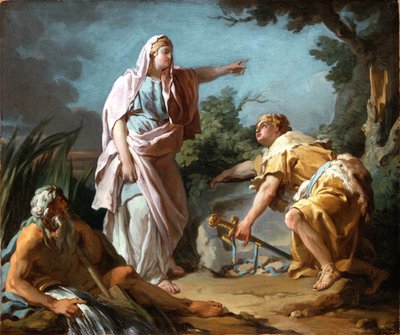 Aethra montrant à son fils Thésée l