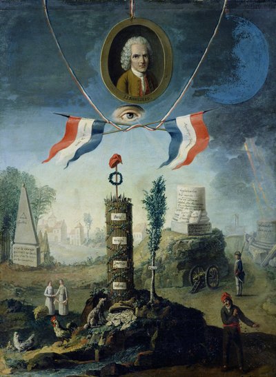 Allégorie de la Révolution avec un médaillon portrait de Jean-Jacques Rousseau (1712-78) 1794 - Nicolas Henri Jeaurat de Bertry