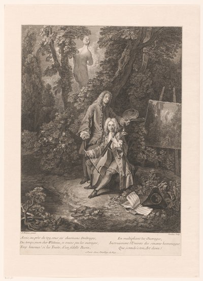 Deux hommes galants dans un paysage de parc - Nicolas Henri Tardieu