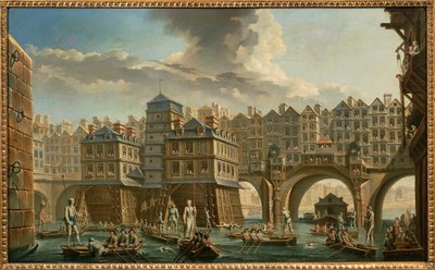 Paris, joute des bateliers entre le Pont Notre-Dame et le Pont au Change - Nicolas and Jean Baptiste Raguenet