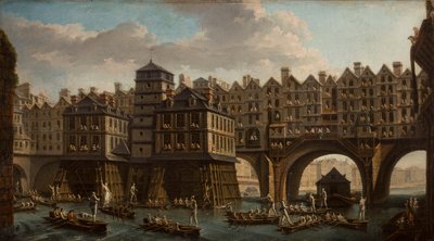 Joutes de marins, entre le Pont Notre-Dame et le Pont-Au-Change, Paris - Nicolas Jean Baptiste Raguenet