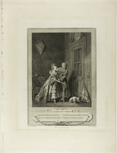 Unexpected Call, from Monument du Costume Physique et Moral de la fin du Dix-huitième siècle - Nicolas Joseph Voyez