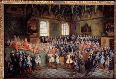 Lit de justice tenu par la majorité de Louis XV dans la grande chambre du Parlement de Paris le 22 février - Nicolas Lancret