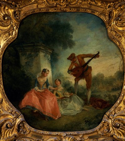 Leçon de musique avec luth, par Nicolas Lancret, France - Nicolas Lancret