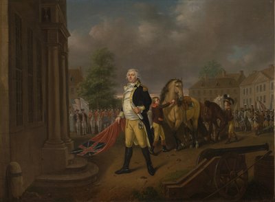 Le général Humphreys remettant les étendards pris à Yorktown au Congrès, Philadelphie - Nicolas Louis Albert Delerive