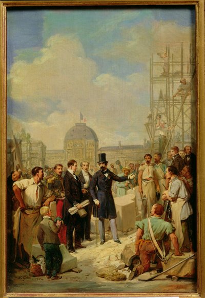 Étude pour Napoléon III (1808-73) visitant les travaux au Louvre, 1854 - Nicolas Louis Francois Gosse