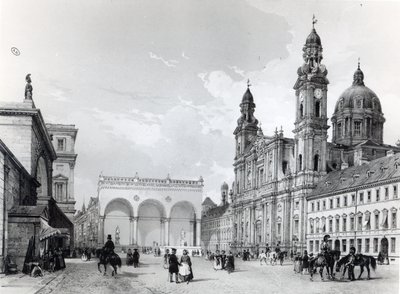 Palais royal, salle des maréchaux et église des Théatins à Munich, première moitié du XIXe siècle - Nicolas Marie Joseph Chapuy