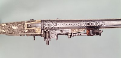 Paire de pistolets à silex de présentation avec montures en argent, traditionnellement offerts par Napoléon Ier à son frère Joseph Bonaparte lors de son couronnement en Espagne, probablement en 1808. Fabriqués par Nicholas Noel Boutet, Versailles - Nicolas Noel Boutet
