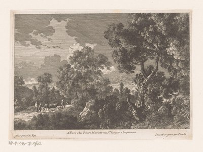 Paysage forestier avec bergers et troupeau - Nicolas Perelle