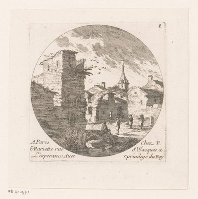 Figures près des ruines d
