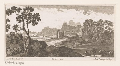 Paysage avec des bergers près de vaches buvant - Nicolas Perelle