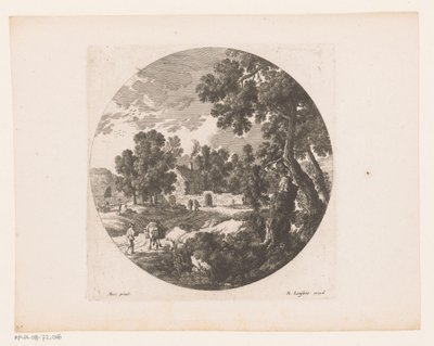 Paysage avec bergers et bétail près d