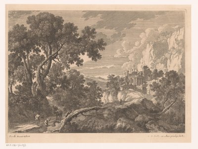Paysage avec une figure agenouillée près d