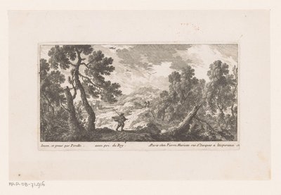 Paysage avec un homme au manteau flottant - Nicolas Perelle