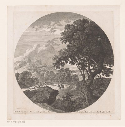 Paysage avec deux hommes et un troupeau de chèvres - Nicolas Perelle