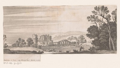 Paysage fluvial avec pont à cinq arches - Nicolas Perelle
