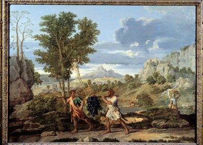 Automne ou la grappe de raisin rapportée de la terre promise Le retour de Josué et Caleb avec une énorme grappe de raisin du pays de Canaan - Nicolas Poussin