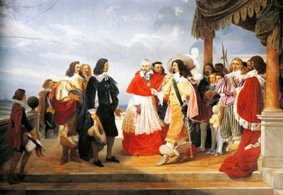 Le cardinal Richelieu présentant Poussin à Louis XIII en 1640, détail de la peinture de 1832 par Jean Alaux (1786-1864), France - Nicolas Poussin