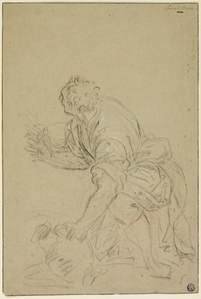 Homme agenouillé avec une cruche (recto) ; homme debout (verso) - Nicolas Poussin
