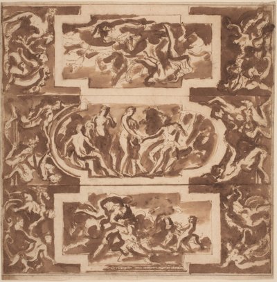 Modello pour un plafond : Diane et le mort Endymion, le Jugement de Paris, et la Mort d