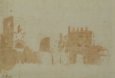 Vue de Rome (lavis sépia sur papier) - Nicolas Poussin