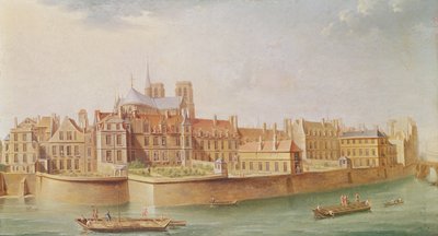 Maisons dans le cloître de Notre-Dame, Paris - Nicolas Raguenet