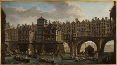 La joute des mariniers, entre le Pont Notre-Dame et le Pont au Change - Nicolas Raguenet