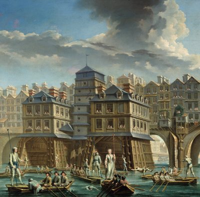 (détail) La Joute des mariniers entre le Pont Notre-Dame et le Pont-au-Change - Nicolas Raguenet
