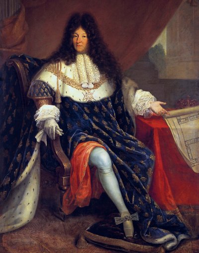 Louis XIV (1638-1715) roi de France de 1643 à 1715 montrant la maison royale de Saint-Cyr - Nicolas Rene Jollain