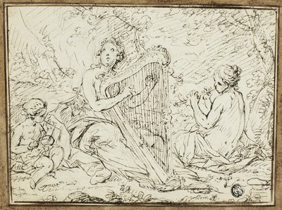 Nymphes jouant des instruments de musique - Nicolas Rene Jollain