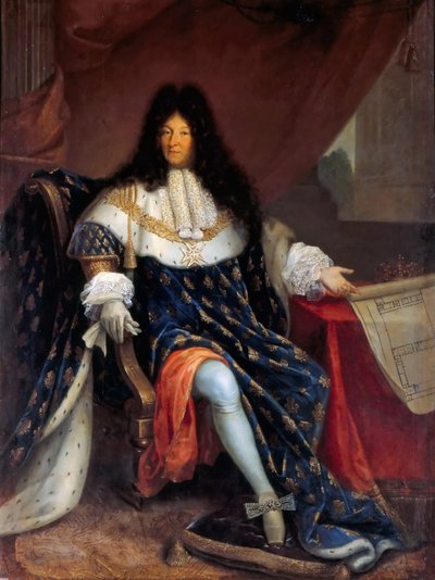 Portrait de Louis XIV tenant le plan de la Maison Royale de Saint-Louis à Saint-Cyr - Nicolas Rene Jollain