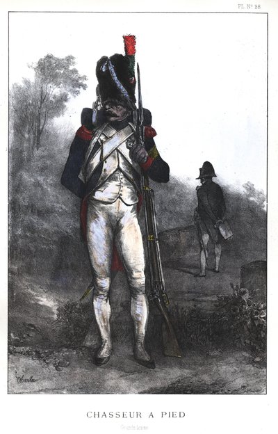 Guerres napoléoniennes, chasseur à pied de la Garde impériale en grande tenue, 1845 - Nicolas Toussaint Charlet