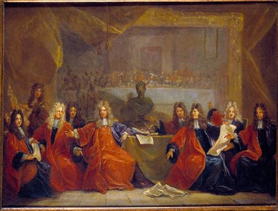 Le prévôt des marchands et les échevins de la ville de Paris délibérant sur la fête offerte à Louis XIV pour sa convalescence le 30 janvier - Nicolas de Largillière