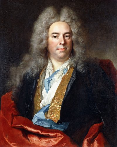 Portrait de Jacques Vincent Bassablons, conseiller du roi, mi-longueur, portant un manteau bleu avec un gilet brodé d