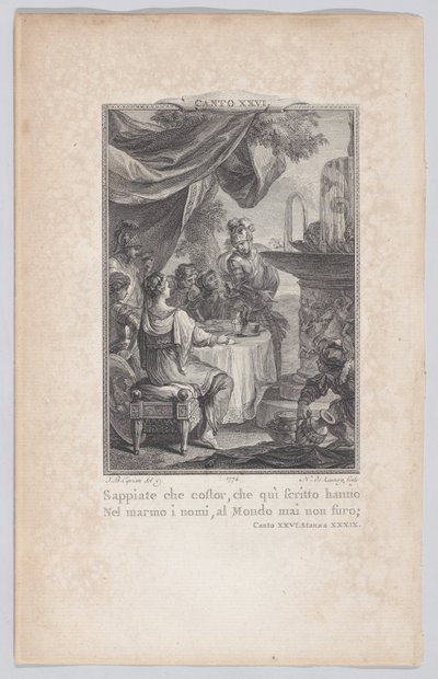 Chant 26, strophe 39, de Orlando Furioso, 1774 - Nicolas de Launay